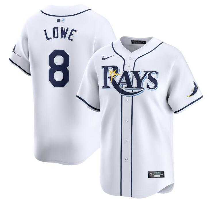 Mens Tampa Bay Rays #8 Brandon Lowe White Home Limited Stitched Baseball Jersey Dzhi->tampa bay rays->MLB Jersey